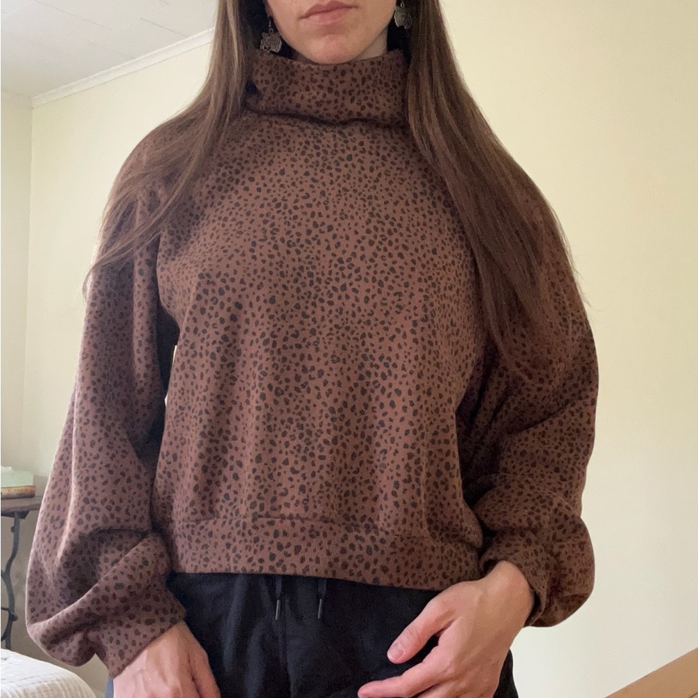 Abercrombie & Fitch Cowl Neck Leopard Sweater